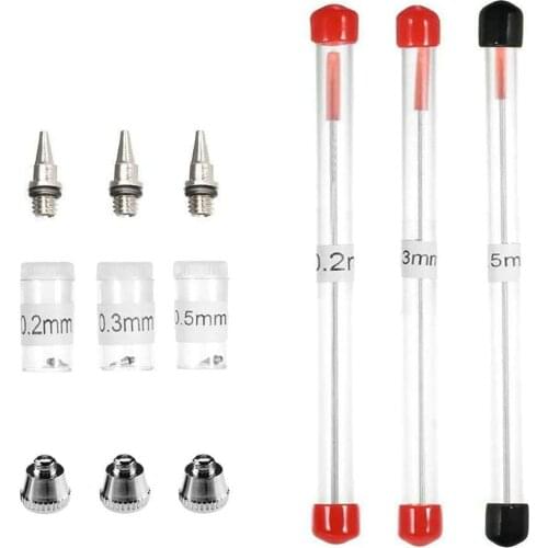 3pcs set 0.2/0.3/0.5mm Airbrush Nozzle Needle Airbrushes Spray Gun Spraying Paint Sprayer Replacement parts Tool Accessories