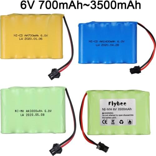 6V NIMH Battery 700mAh 1400mAh 1800mAh 2400mAh 2800mAh 3000mAh 3500mAh For RC Cars Robots Tanks Gun Boats 6v NiMH Battery Pack