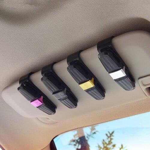 Car Eyeglass Holder Sun Visor Sunglasses Ticket Card Storage Fastener Clamp Universal 360 Degree Rotatable Auto Clip Accessories