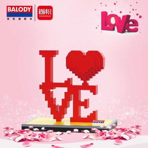 Balody Fashion Toys WordArt 3D Model ABS Plastic Valentines Day Mini Build Blocks Gift Toy
