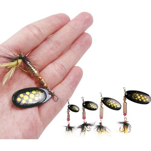 1pcs Fishing Lures Wobbler Trout Spoon Metal Spinners Baits for Jig Fly Fishing Baits Sea Hard Lures with Feather Swimbait Hooks