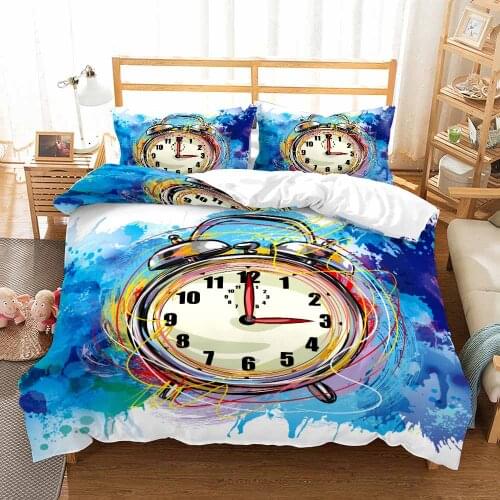 Print Watch,Clock,Duvet Set King Size Bedroom Comforter Set Queen Size Personalized Pattern Duvetcover&Pillowcase North America