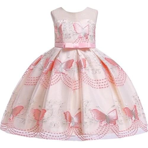 Girls Party Princess Butterfly Embroidery Tutu Wedding Dresses For Baby Teenager Girls Kids Childrens Birthday Vestidos Clothes