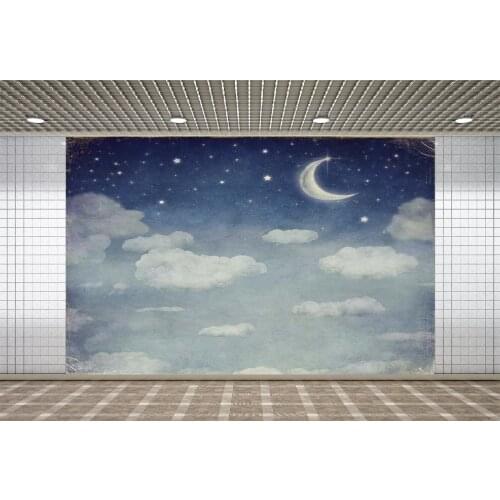 Lyavshi Aof A Night Sky with Fantastic Moon and Stars Backdrop Photography Background Photophone Photo Studio Props