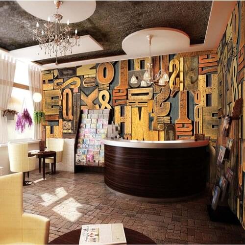 Capatial Letter 3D Photo Wallpaper Mural Papel Mural Rollo Restaurant Hotel Coffee Shop papel de parede 3D Wall Paper Panting