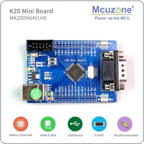 Freescale Kinetis MK20DN64VLH5 Mini Board,K20 50MHz Cortex-M4, USB OTG, 16Bit ADC, 3UART