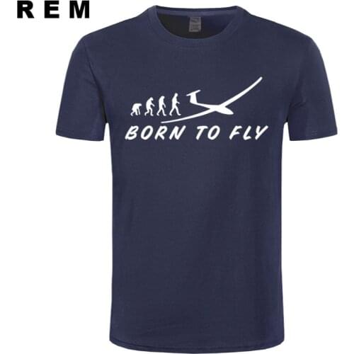 REM summer men t-shirt evolution BORN TO FLY plane pilot design man cotton 3d t shirt hot clothes tops