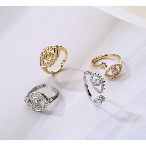 HECHENG,Eyes Ring,Lucky Eye Evil Open Rings,Cooper Micro Pave Cubic Zircon Ring,for Women Jewelry Wholesale