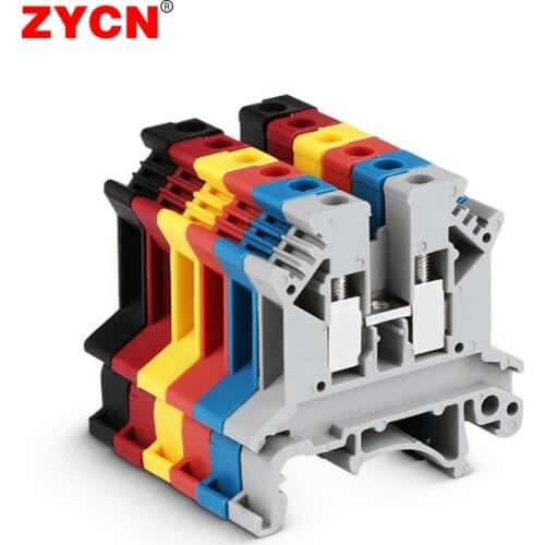 Din Rail Terminal Block UK2.5B Wire Connector Connductor Universal Class Quick Screw Blue/Grey/Red/Yellow 2.5mm2 10PCS