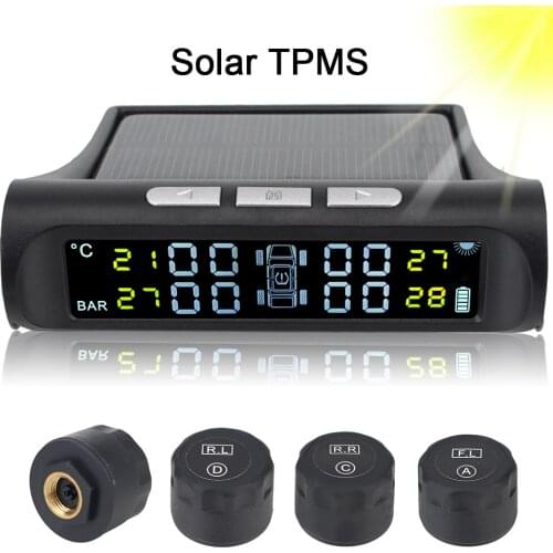 Tire Diagnostic Kit with 4 External Sensors Tyre Pressure Monitoring System Digital LCD Display Solar TPMS Car Accessories