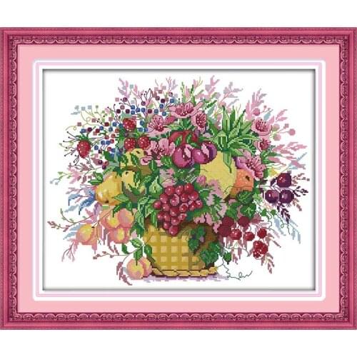 Cherry fruit basket printed on the canvas 11CT 14CT DIY kit Chinese Cross Stitch embroidery needlework Set home decor