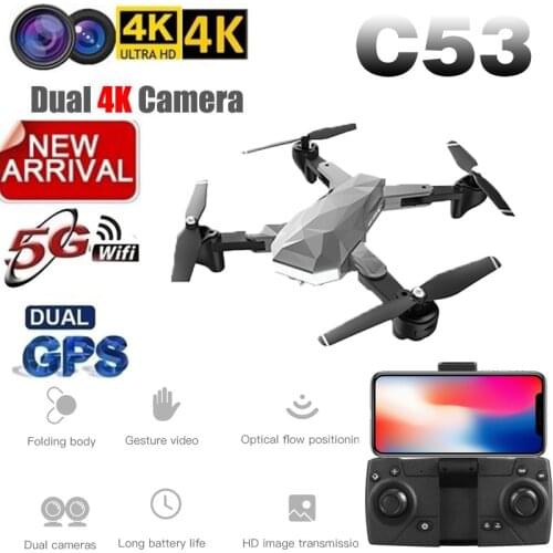 Quadcopter C53 GPS Camera Drone With 4K HD Camera 5G WIFI FPV RC Foldable Professional Helicopter RC Drones Toy For Kids
