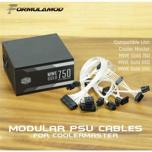 FormulaMod Fm-LKZZ-SL, Fully Modular PSU Cables, 18AWG Silver Plated, For CoolerMaster MWE Gold 550/650/750 Fully Modular PSU