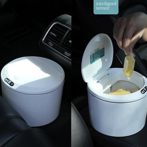 Trash Bin Desktop Sensor Trash Can Battery Operated Automatic Mini Waste Basket with Lid for Desk and Vehicle 3L