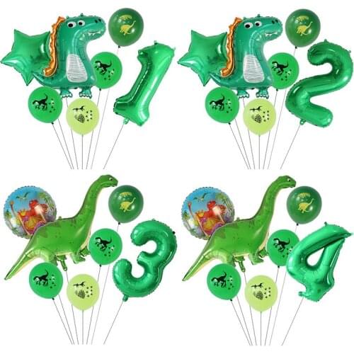 7pcs Cartoon Dinosaur Foil Balloons Set 30inch Number Globos Jungle Animal Dino Theme Birthday Party Decorations Kids Toys Gift