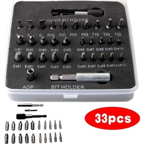 22/33Pc Set Extractor Screwdriver Remover Purpose Tools Disassemble Screws Bolt Stud Slip Teeth Damaged Demolish Stripped Broken