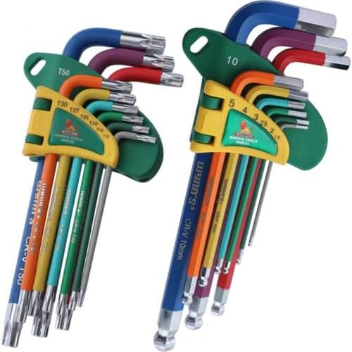 9Pcs Hex Wrench Set Double-End Torx Star L Shape Allen Key Ball-head Screwdriver Useful Universal Spanner Repair Hand Tools