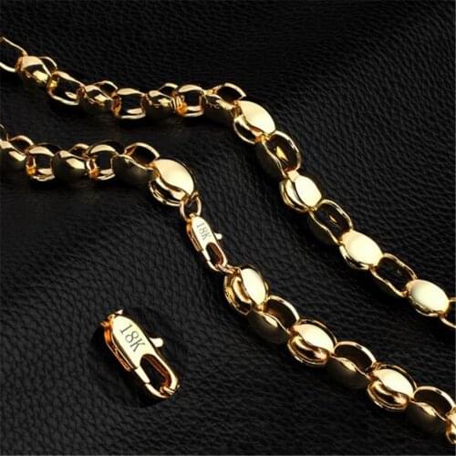New creative 8MM thick 18 K chain necklace Mens domineering boutique jewelry 50CM long Gold chain