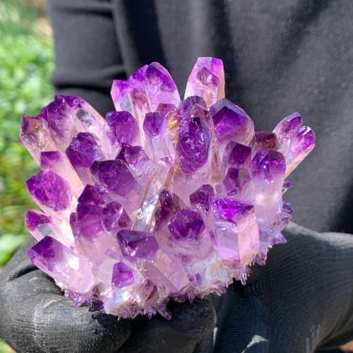 New Find purpl Phantom Quartz Crystal Cluster Mineral Specimen Healing 400-450g