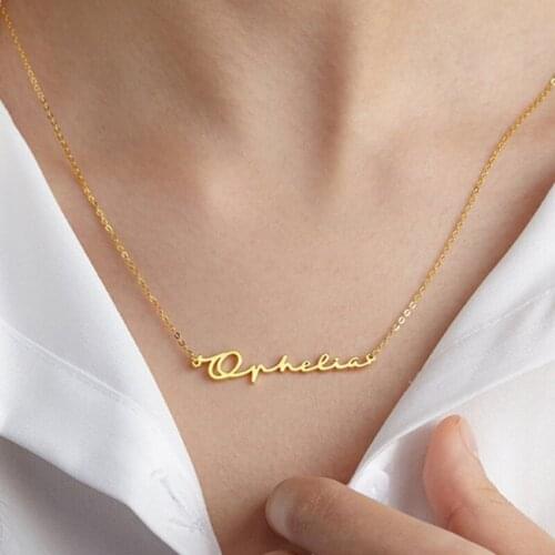 Handwriting Font Nameplate Custom Necklace Name Personalized Stainless Steel Signature Choker Women Gifts