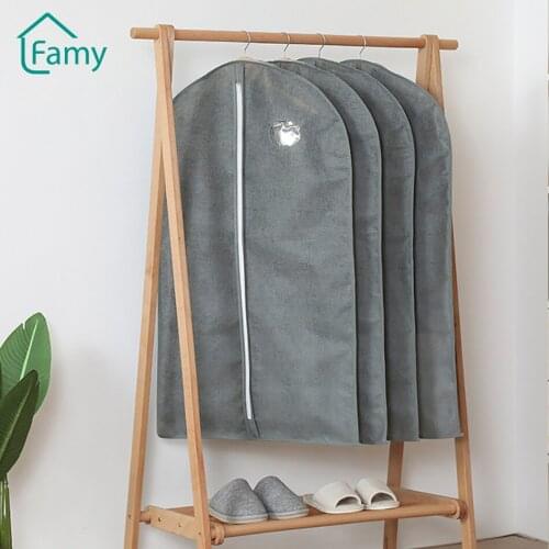 Wardrobe Hanging Garment Bags Dust Cover Clothes Fall Jacket Coat Clothes Storage Bag Non-woven Garment Cover Household Storage