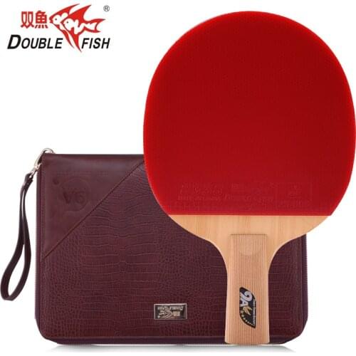 100% original Double Fish 9A Carbon Fiber Table Tennis Bat Ping Pong Racket loop with quick attack pimples in with leather bag