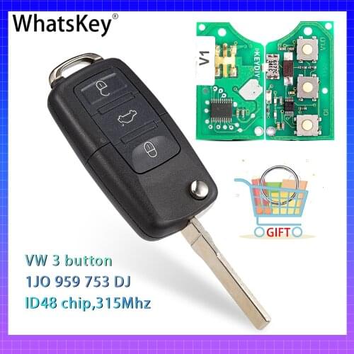 WhatsKey Remote Key 315Mhz ID48 Chip For Volkswagen VW Beetle Bora Passat B5 Golf 1JO 959 753 DJ Hella 1J0959753DJ/5FA009259-55