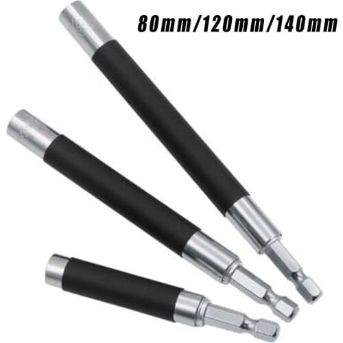 80mm/120mm/140mm 1/4" Screwdriver Bars Hex Shank Sleeve Extension Guide Rod Screw Bit Holder Retractable Extension Bar
