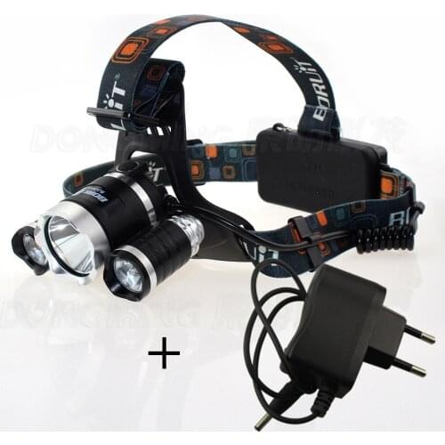 Super Bright LED Headlamp 3 leds CREET6 Energy Saving Outdoor Sports Camping Fishing Flashlight+ Rechargeable power supply