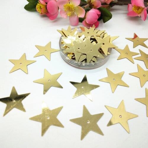 Light Gold Flat Star Sequins 50g 25mm PVC Paillette With Middle Hole Loose Flake Sewing Garment Accessorie
