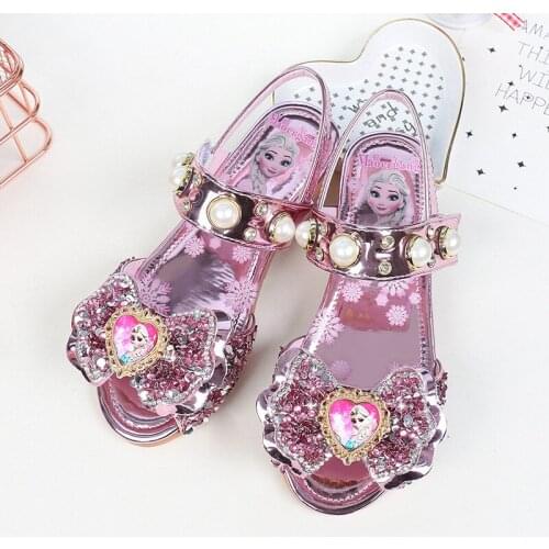 Disney girls princess shoes summer new childrens soft bottom non-slip shoes little girl frozen fish mouth shoes
