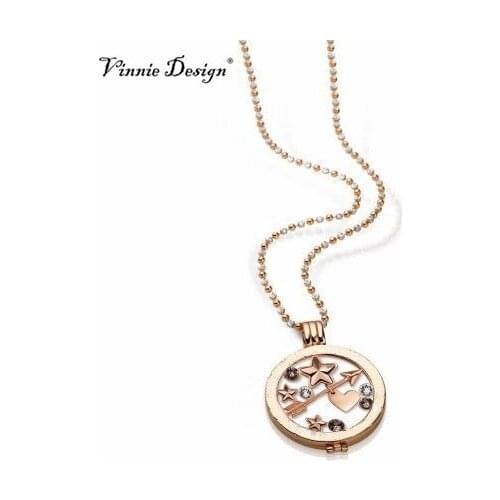 Vinnie Design Jewelry Rose Gold Siempre Coin Pendant Necklace with 80cm Alegre Chain