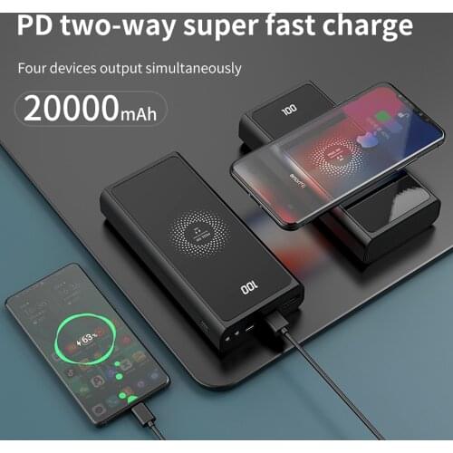Power Bank 10000mah & 20000mAh Portable Charging LED External Battery PD 22.5W PowerBank 10000 20000 mAh for iPhone 12 Xiaomi