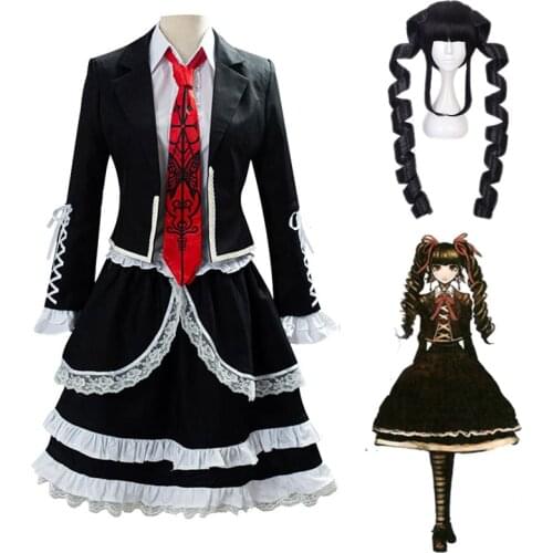 Dangan Ronpa Danganronpa Celestia Ludenberg Cosplay Costume Full Set Anime Yasuhiro taeko Women Halloween Costume Wigs C150K228