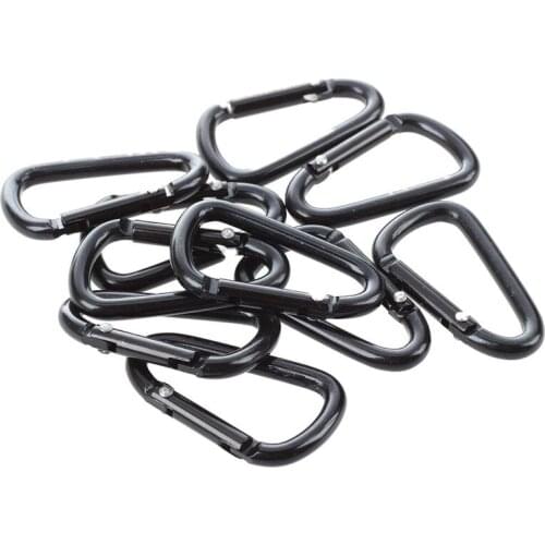 10 Pcs Black D Shaped Aluminum Alloy Carabiner Hook Keychain