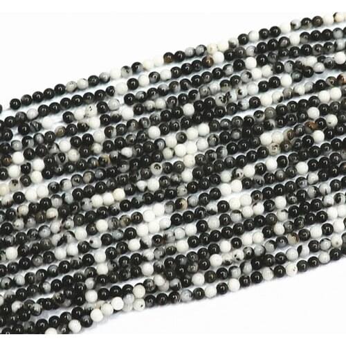 2mm 3mm round beads natural balck white zebra stone beads spacers accessories high grade loose beads 15inch B407