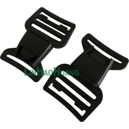 20pcs/lot 40mm 1.5inch black POM plastic hardware dual adjustable side release splice buckles backpack webbing strap
