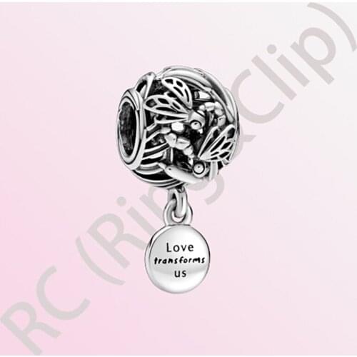 2020 New Arrival S925 Sterling Silver Beads Openwork Dragonfly Love Charms fit Original Pandora Bracelets Women DIY Jewelry