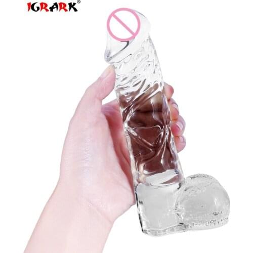 2021 2style Transparent Crystal Pyrex Huge Glass Dildo Realistic Artificial Penis for Women Masturbation Glass Dildos Anal Toys