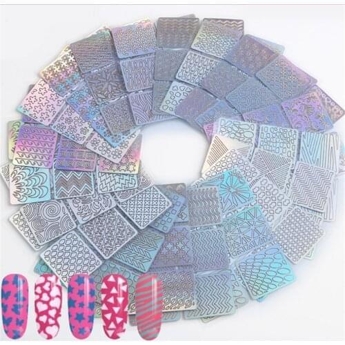 24 Sheets Laser Nail Art Guide Tips Hollow Stencil Sticker Template Vinyls Decor