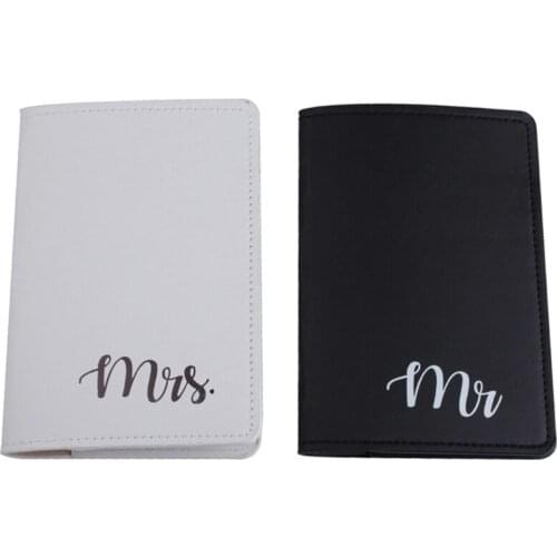 20CA 4Pcs PU Leather Mr Mrs Luggage Tags Passport Covers for Couples Travel Honeymoon Wedding Bridal Shower Gift