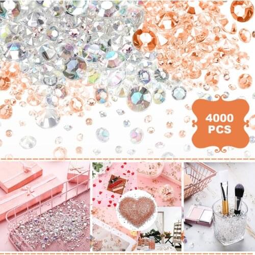 4000 Pcs Crystal Diamond Wedding Confetti Table Scatter Tiny Acrylic Glitter Vase Filler Faceted Beads Faux Jewelry Diy Decor