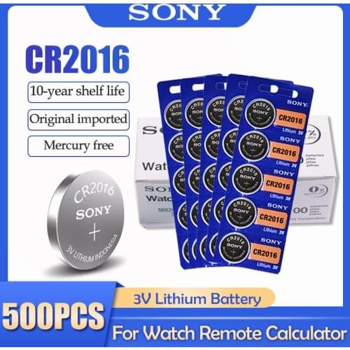 500PCS/lot Sony CR2016 CR 2016 DL2016 LM2016 BR2016 ECR2016 3V Lithium Battery For Watch Calculator Remote Control Button Cell