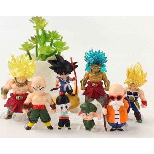 8pcs/set 4-7cm Cartoon Dragon Ball Z Son Goku Broly Roshi Vegeta PVC Cute Mini Dolls Figure Toys