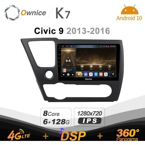 720P K7 6G+128G Car Radio for Honda Civic 2013 - 2016 android 10.0 BT 5.0 support Interior Atmosphere Lamp 360 4G LTE 1280*720