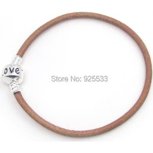 Free shipping 50pcs natural color real cowhide leather bracelet clasp fit European bracelet DIY