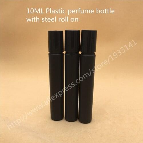 Free shipping 500pcs 10ml Plastic bottle with steel roller for essential oils,roll-on refillable perfume bottle