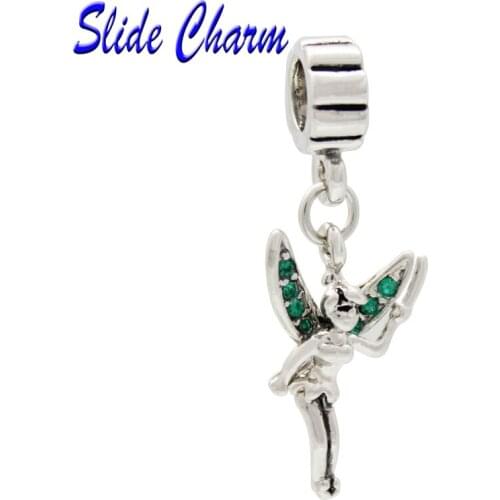 Free shipping Accessories boutique handmade jewelry green rhinestone pendant DIY elves charm bracelet beads fit Pandora