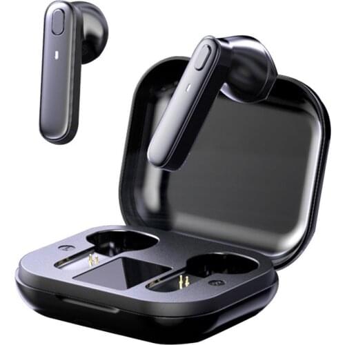 Bluetooth 5.0 Earphone Wireless Headset TWS Digital Display Headphone IPX7 Waterproof Earphone, Black