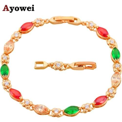 Good quality yellow Gold tone color Crystal design Bracelets for women Health Nickel & Lead free fashion jewelry TB185A